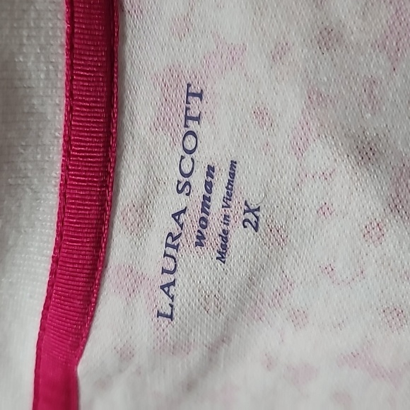 LAURA SCOTT 2X PINK BARBIECORE FLORAL TOP CASUAL SHORT SLEEVE PREPPY POLO SHIRT - Picture 3 of 14